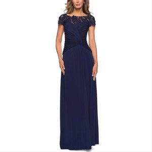 La Femme Illusion Yoke Twist Front Jersey Gown -- Size 6